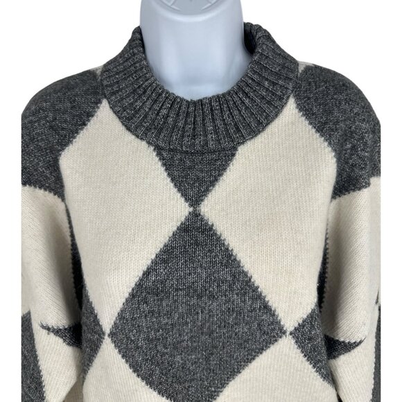 Pringle Of Scotland X H&M Long Sleeve Crew Neck Argyle Knit Sweater Size S - Picture 2 of 12